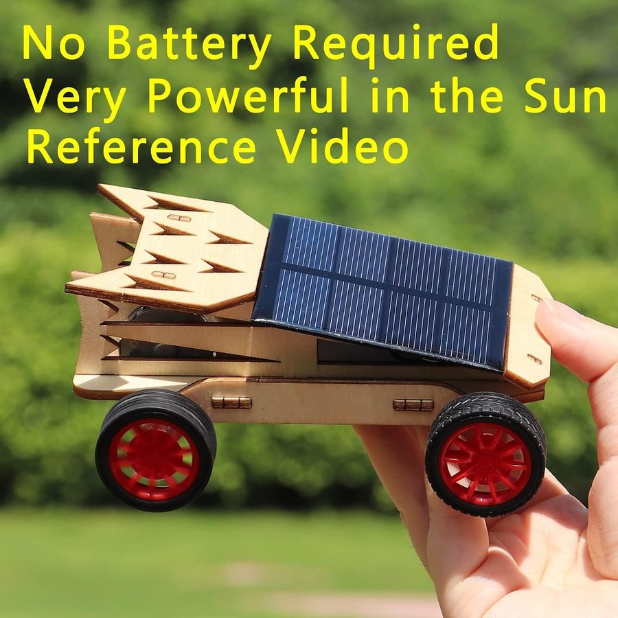 wooden solar motor kit set with biplane and binoculars view 5