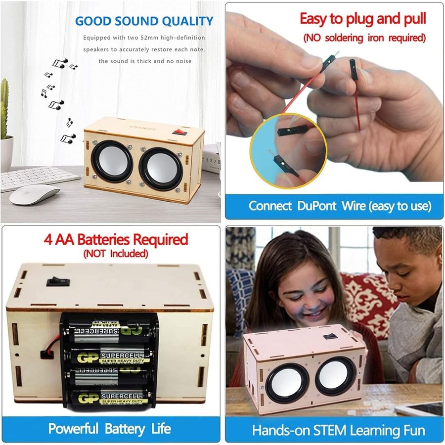 plywood twin speaker kit with amplifier board and battery box view 4
