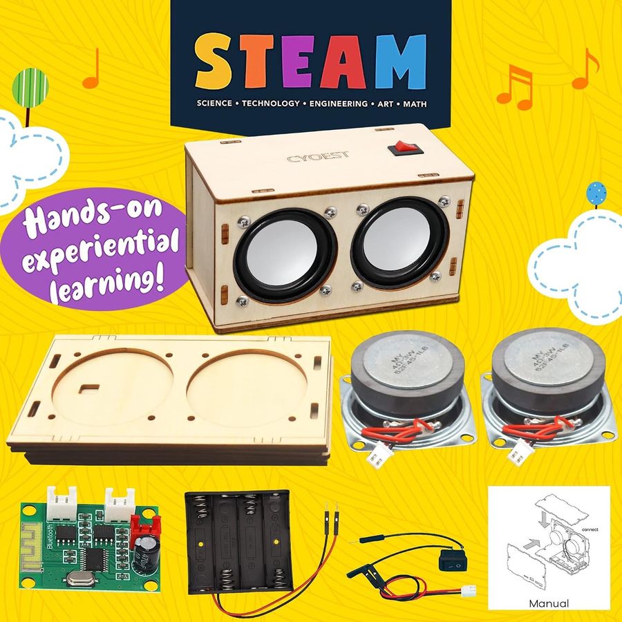 plywood twin speaker kit with amplifier board and battery box view 6