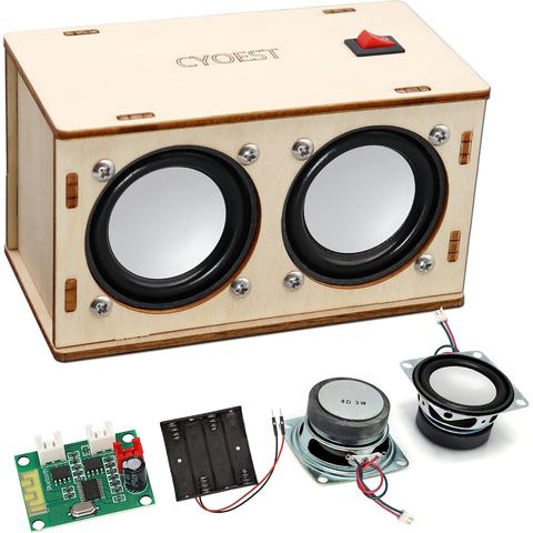 plywood twin speaker kit with amplifier board and battery box