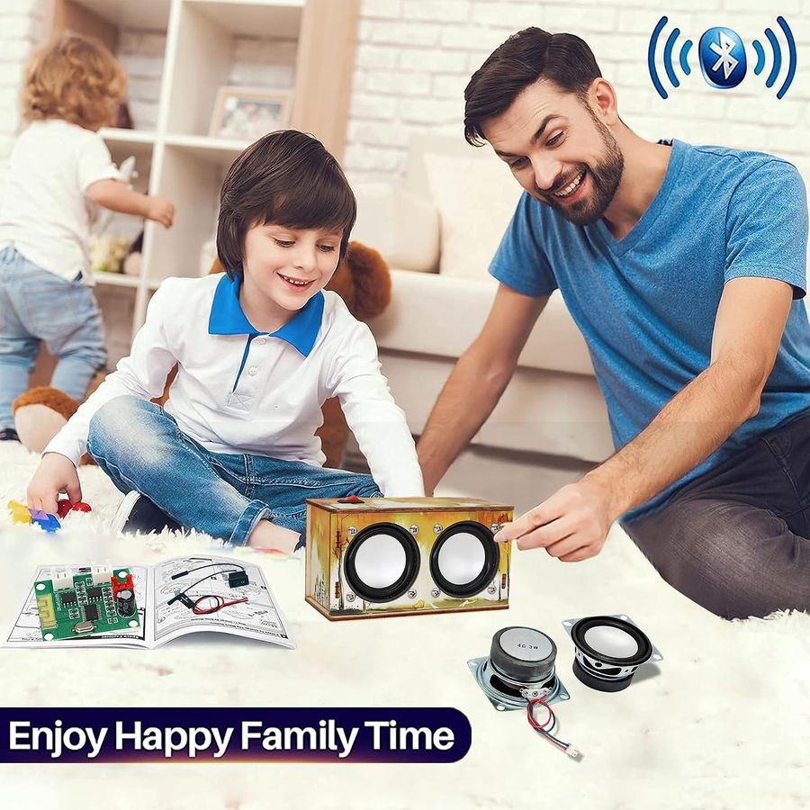 printed wooden bluetooth speaker kit with two drivers view 4