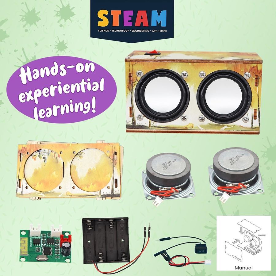 printed wooden bluetooth speaker kit with two drivers view 5