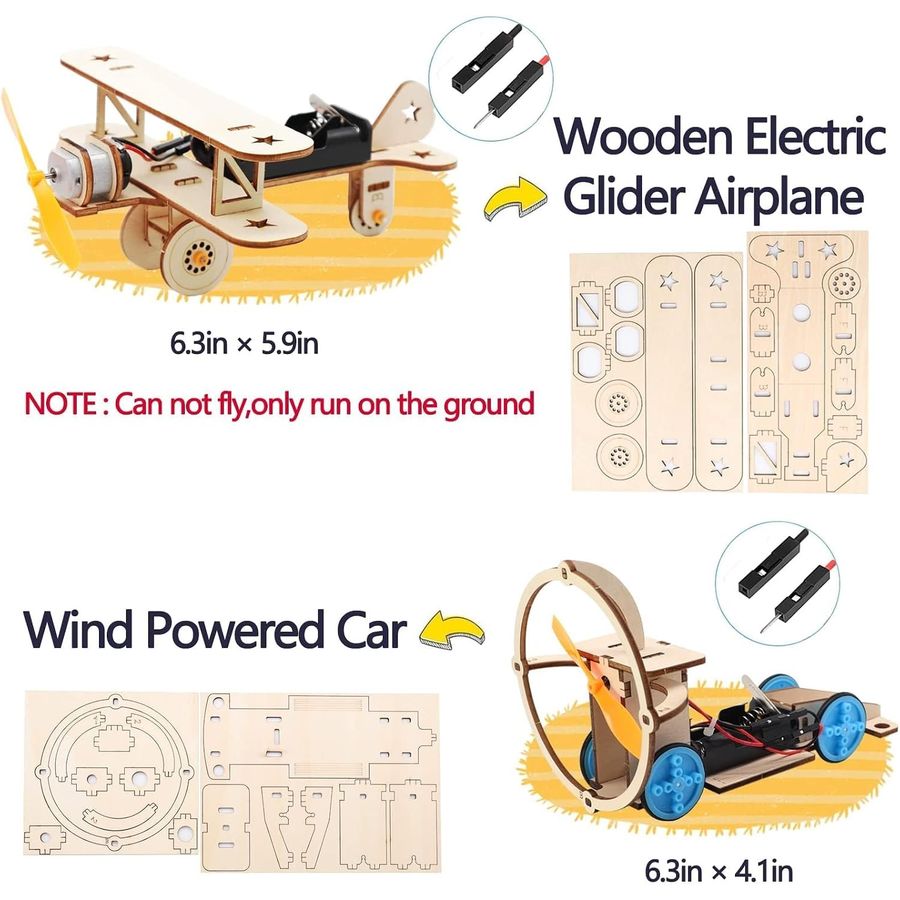 wooden solar racer electric biplane and binoculars kit view 4