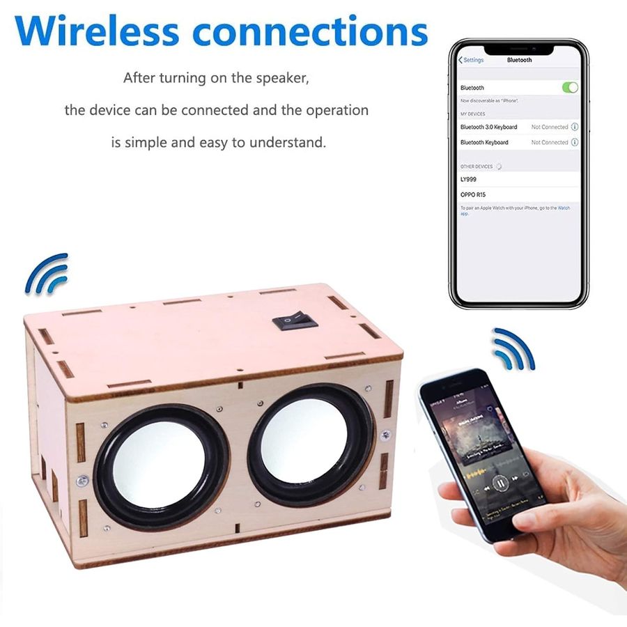 laser cut wooden bluetooth speaker kit with magnetic screwdriver view 4